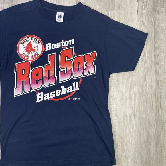 Vintage 1997 Boston Red Sox Spell Out T Shirt Logo 7 Navy Blue Men's Medium J - Picture 4 of 9